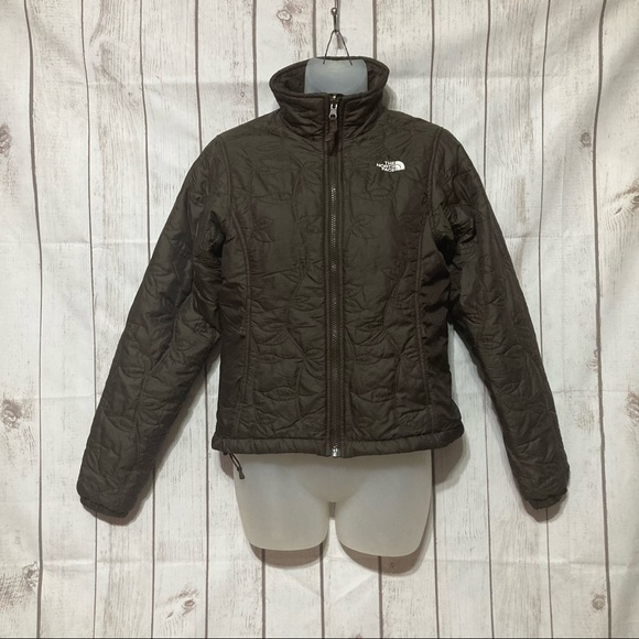 The North Face Jacket Womens XS Brown Quilted Embroidered Logos Full Zip